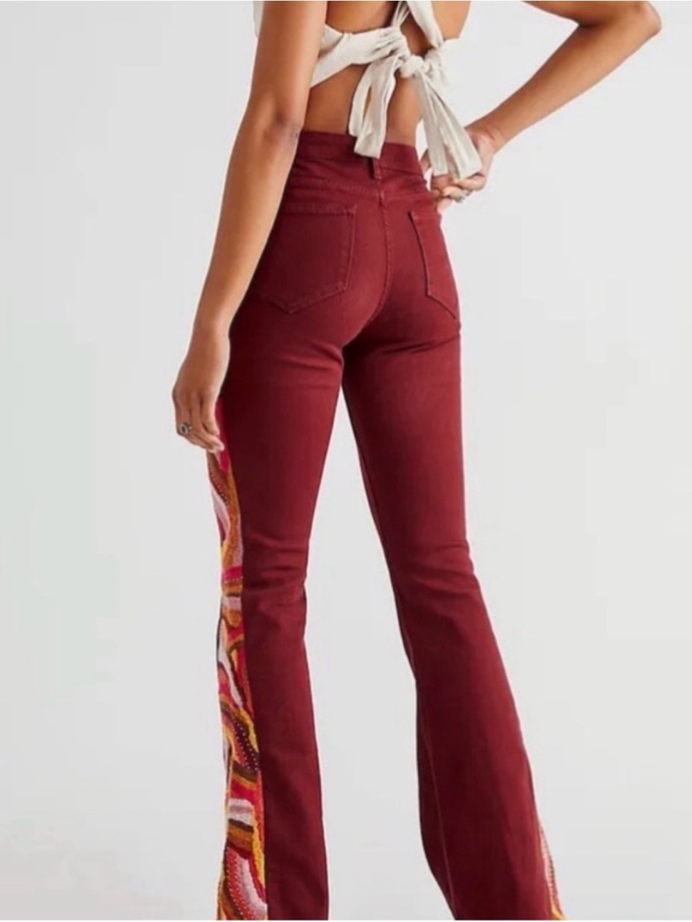 Free People x Driftwood Farrah Flare Beaded Jeans - Picture 3 of 13